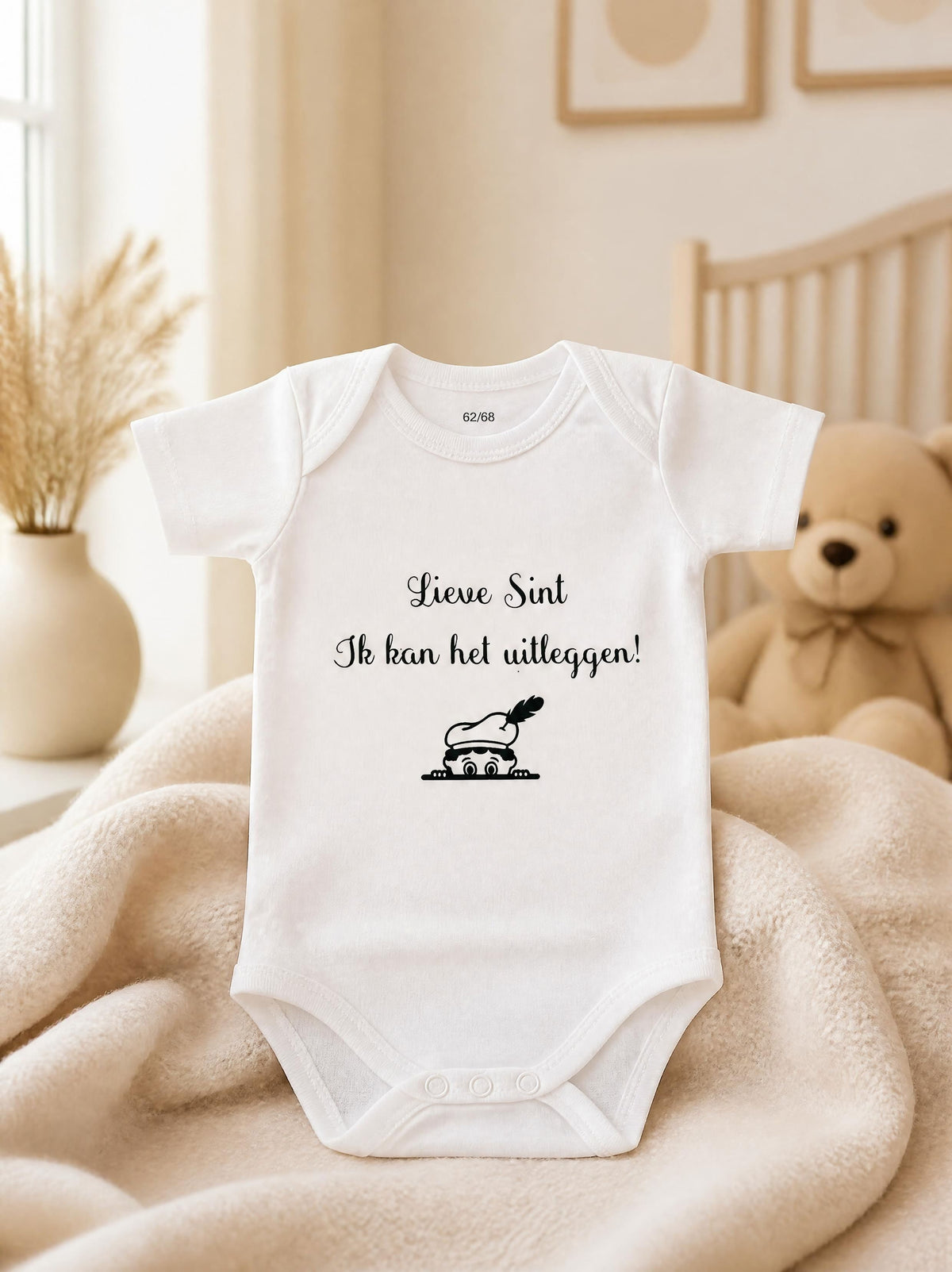 Babyromper ‘Lieve Sint, ik kan het uitleggen!’ – wit